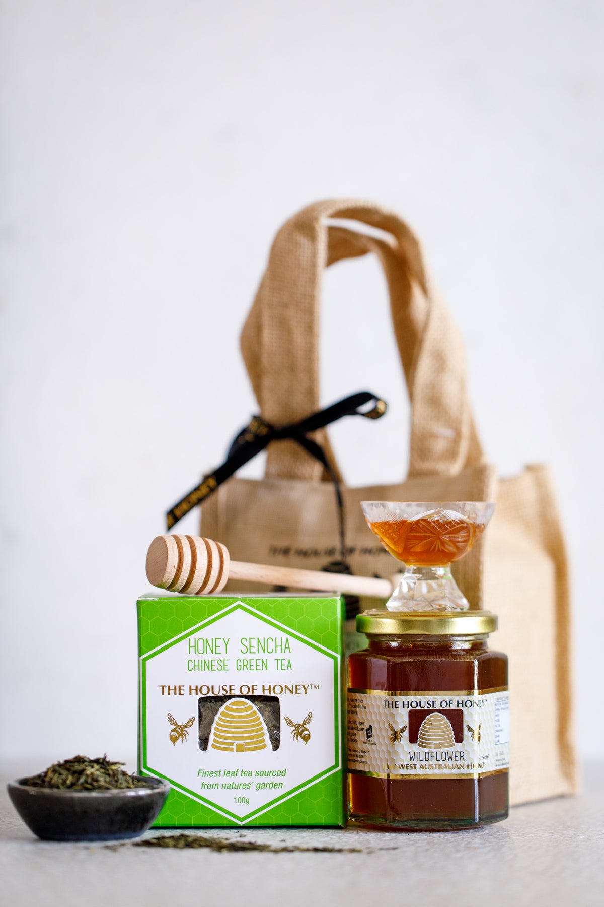 Green Tea Lover Hessian gift-bag