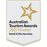 Australian Tourism Awards 2021 finalist badge for Retail & Hire Services