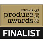 Delicious Produce Awards 2012 Finalist logo on a black background
